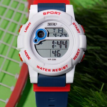 Zoop Digital Watch with White Case, Digital Dial & Blue Strap for Boys Kids, from House of Titan