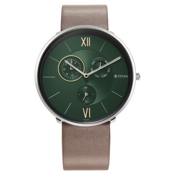 Titan Slim Quartz Multifunction Teal Dial Quartz Stainless Steel Strap watch for Men