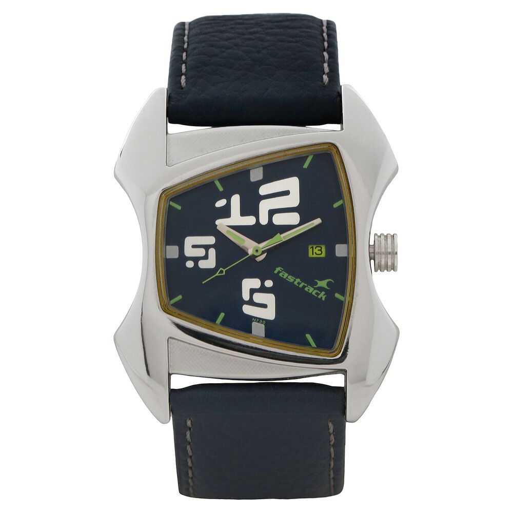 Fastrack blue leather analog watch shop