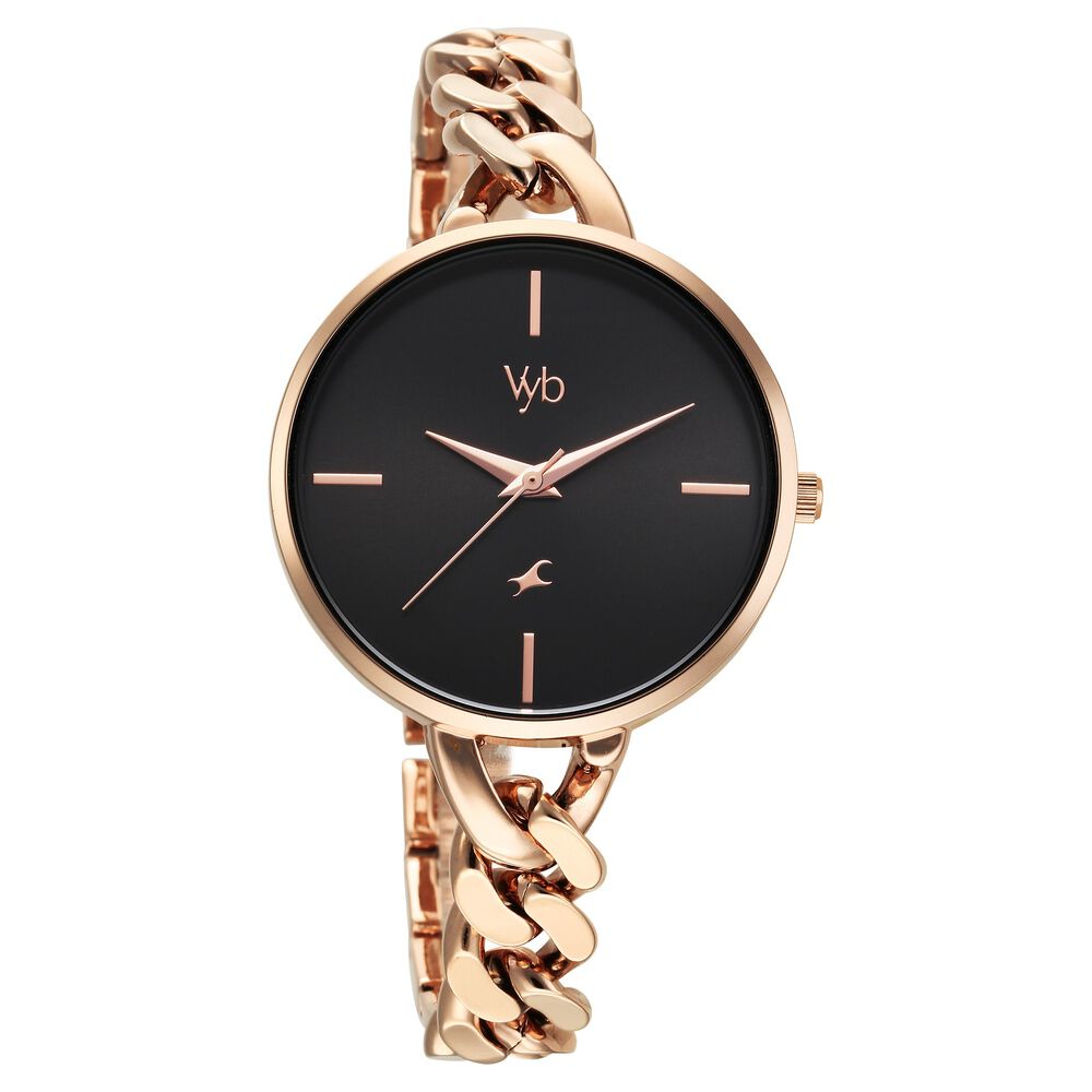 Vyb Spotlight By Fastrack Quartz Analog Black Dial Metal Strap Watch For Girls-picture-17
