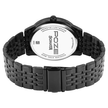 Sonata Poze Quartz Analog Black Dial Black Metal Strap Watch For Men