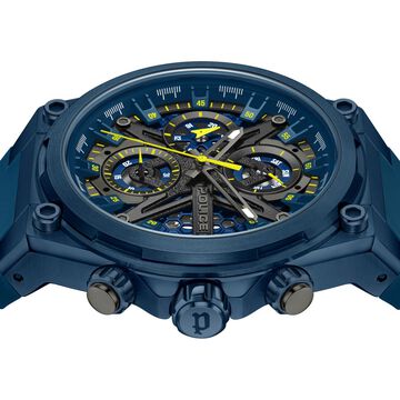 Police Men's Sonic KL Rahul Edition Multifunction Watch with Blue Silicone Strap