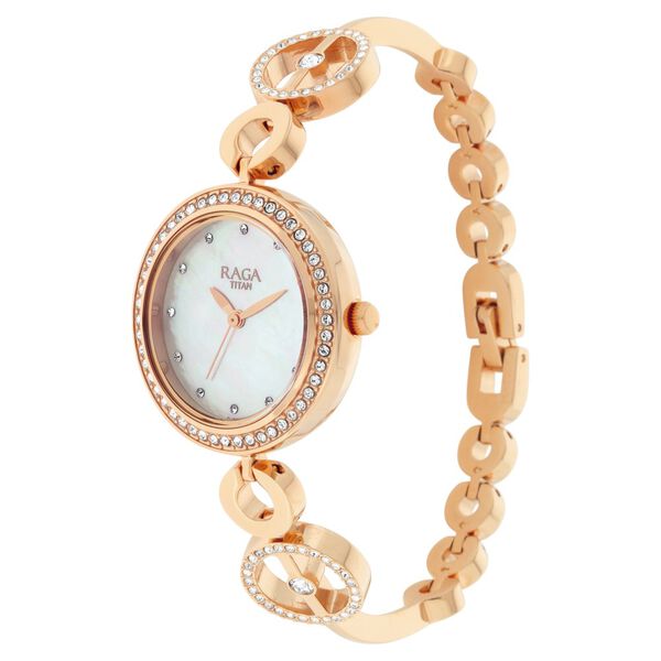 Titan Raga Mother of Pearl Dial Women Watch With Metal Strap - image number 2
