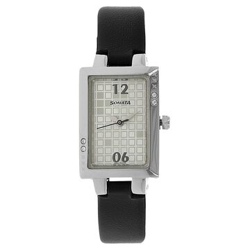 Sonata Quartz Analog White Dial Leather Strap Watch for Women