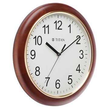 Titan White Dial Brown Color Silent Sweep Technology - 31.5 cm x 31.5 cm (Medium)