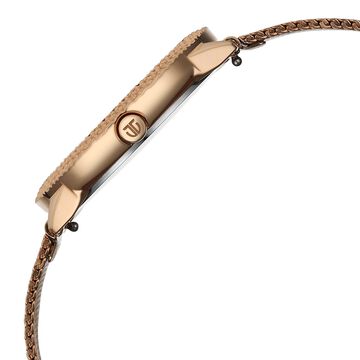 Titan Glamour Quartz Analog Green Mother Of Pearl Dial Rose Gold Stainless Steel Strap Watch For Women