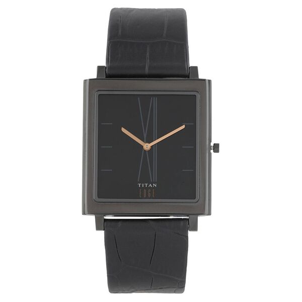 Titan Edge Quartz Analog Black Dial Black Leather Strap Watch For Men - image number 0