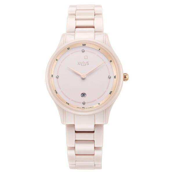 Xylys Swiss Analog with Date Pink Ceramic Strap and Dial Watch For Women - image number 1