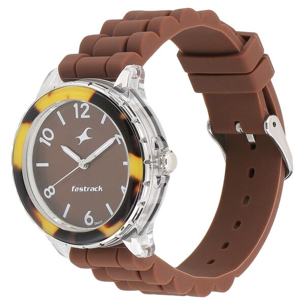 Fastrack Trendies Quartz Analog Brown Dial Silicone Strap Watch for Girls - image number 1