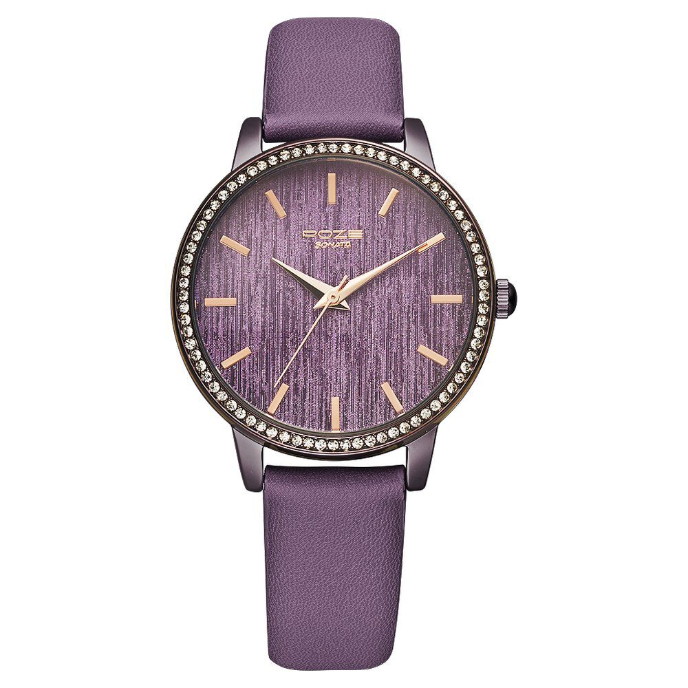 Buy Online Poze by Sonata Quartz Analog Purple Dial PU Leather Strap Watch for Women sp80044ql01w Titan