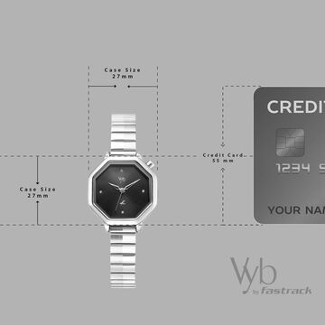 Vyb Seeker By Fastrack Quartz Analog Black Dial Silver Stainless Steel Strap Watch For Girls