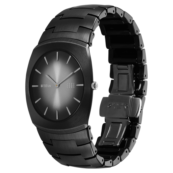 Titan Edge Fumage Quartz Analog Black Dial Black Ceramic Strap Watch For Men - image number 5