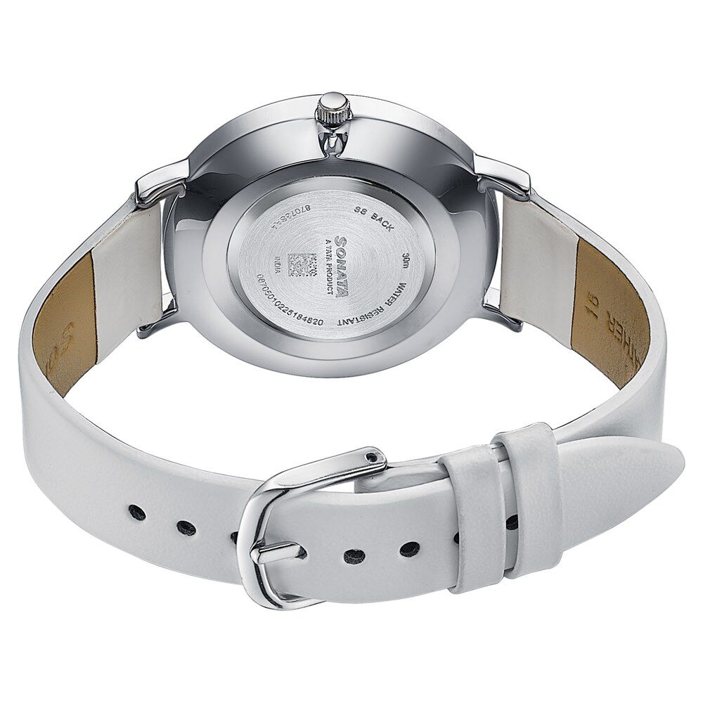 Buy Online Sonata Pastel Play Quartz Analog White Dial Leather