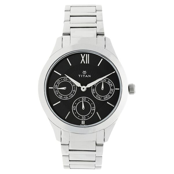 Titan Workwear Black Dial Women Watch With Stainless Steel Strap - image number 0
