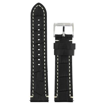 22 mm Black Genuine Leather Straps for Men
