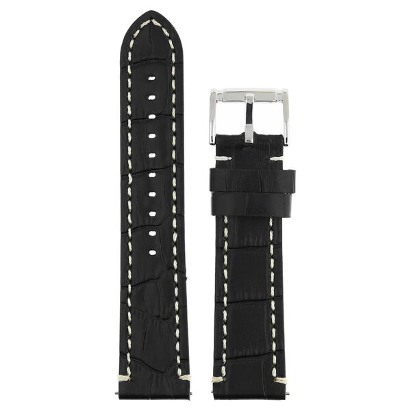 22 mm Black Genuine Leather Straps for Men - image number 0