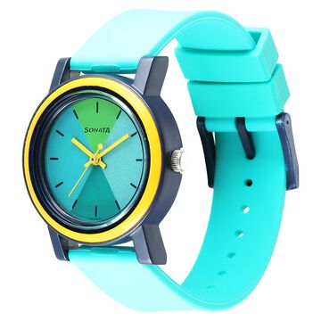 Sonata Splash Green Dial Women Watch With Plastic Strap