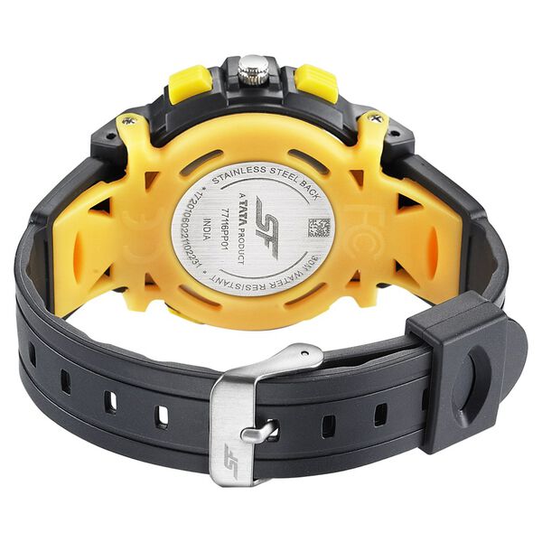 SF Quartz Analog Digital Black Dial PU Strap Watch for Men - image number 3
