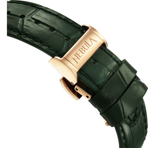 Titan Nebula Lustre 18 Karat Gold Quartz Analog with Date Green Dial Green Leather Strap Watch For Men - image number 4
