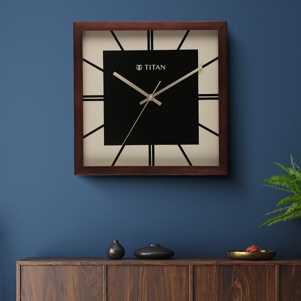 Titan Black & Timber Wooden Wall Clock - image number 0