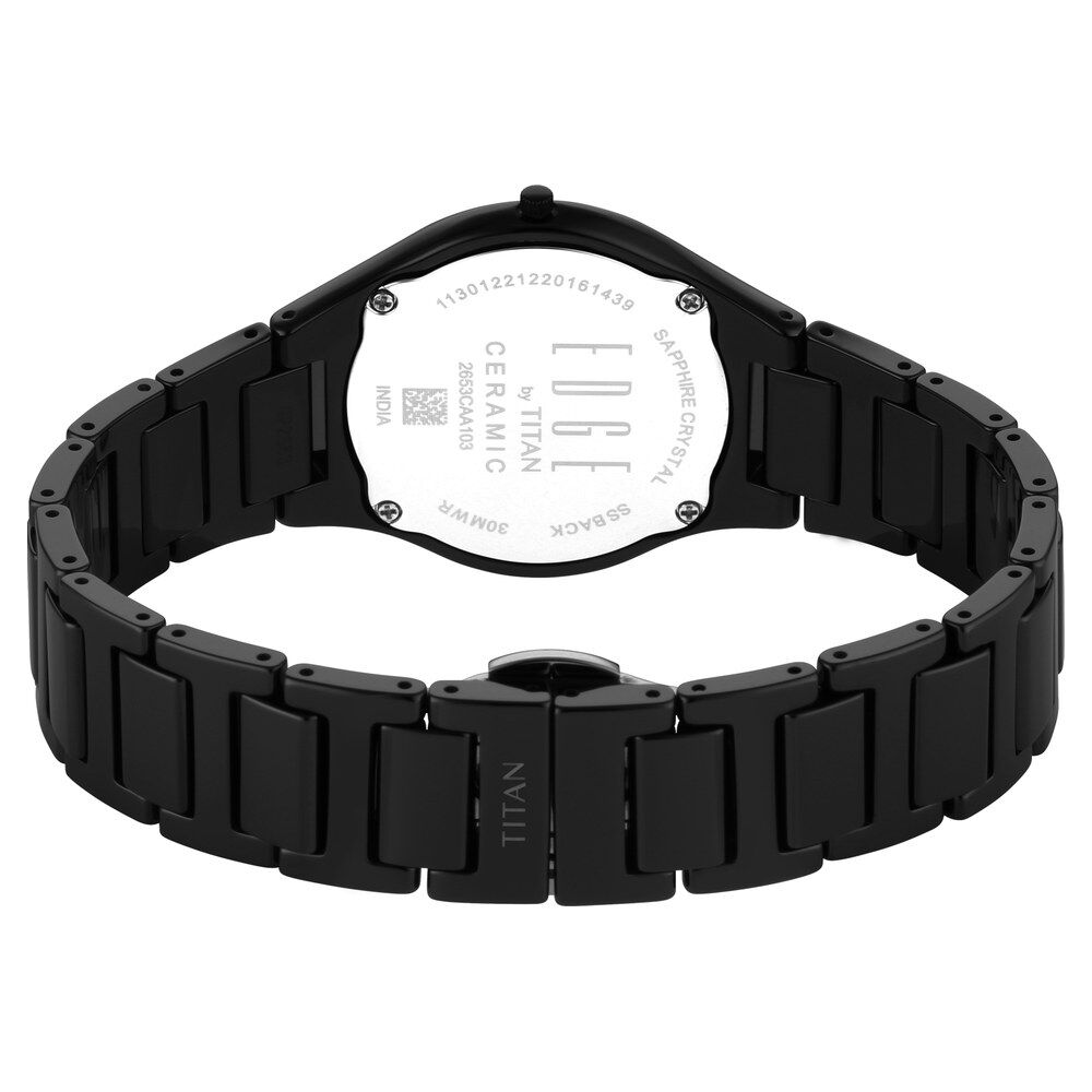 Buy Online Titan Edge Ceramic Slim Ceramic Strap Glossy Black Dial Analog Watch for Women ns2653nc01 Titan