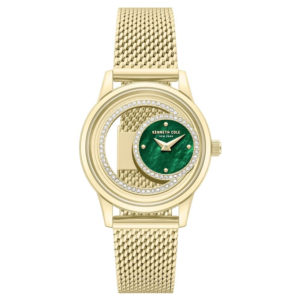 Kenneth Cole Quartz Analog Green Mother of Pearl Dial Golden Stainless Steel Strap Watch For Women-image-43