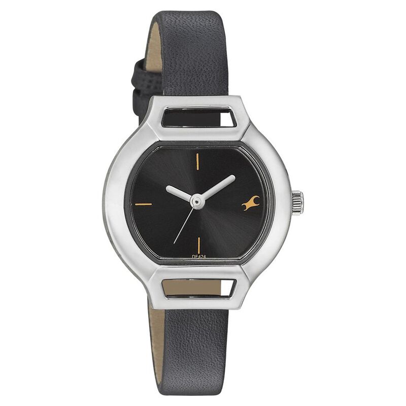 Fastrack Quartz Analog Black Dial Leather Strap Watch for Girls