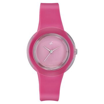 Fastrack Quartz Analog Pink Dial Plastic Strap Watch for Girls