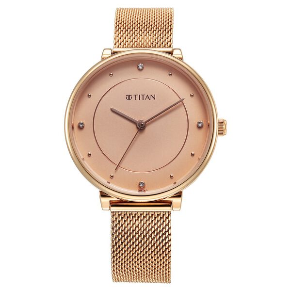 Titan Purple Stackables Quartz Analog Pink Dial Stainless Steel Strap Watch for Women - image number 1