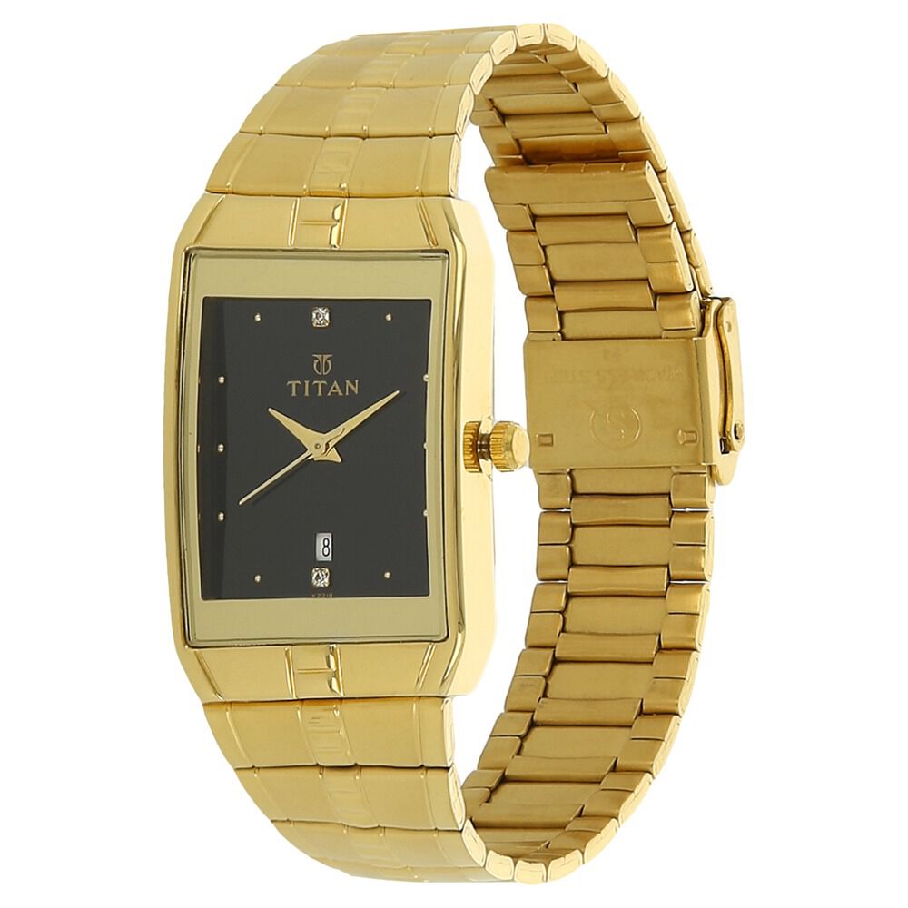 Buy Online Titan Black Dial Analog with Date Metal Strap watch