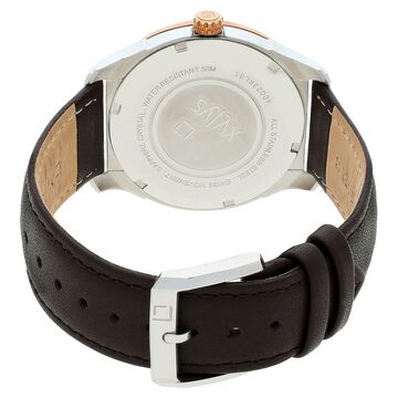 Xylys Swiss Analog with Day Date Brown Leather Strap Silver Dial Watch For Men