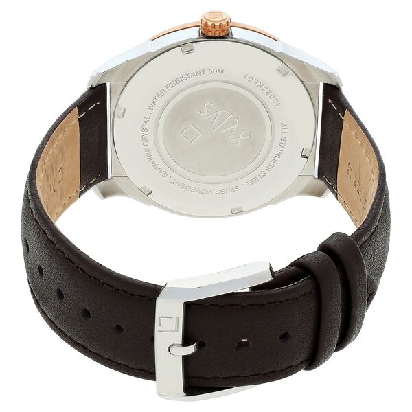 Xylys Swiss Analog with Day Date Brown Leather Strap Silver Dial Watch For Men - image number 4
