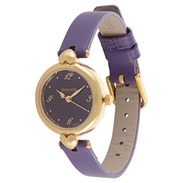 Sonata Quartz Analog Purple Dial Leather Strap Watch for Women - image number 1