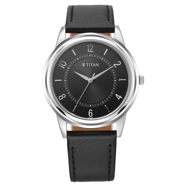Titan Karishma Zing Quartz Analog Black Dial Leather Strap Watch for Men - image number 0
