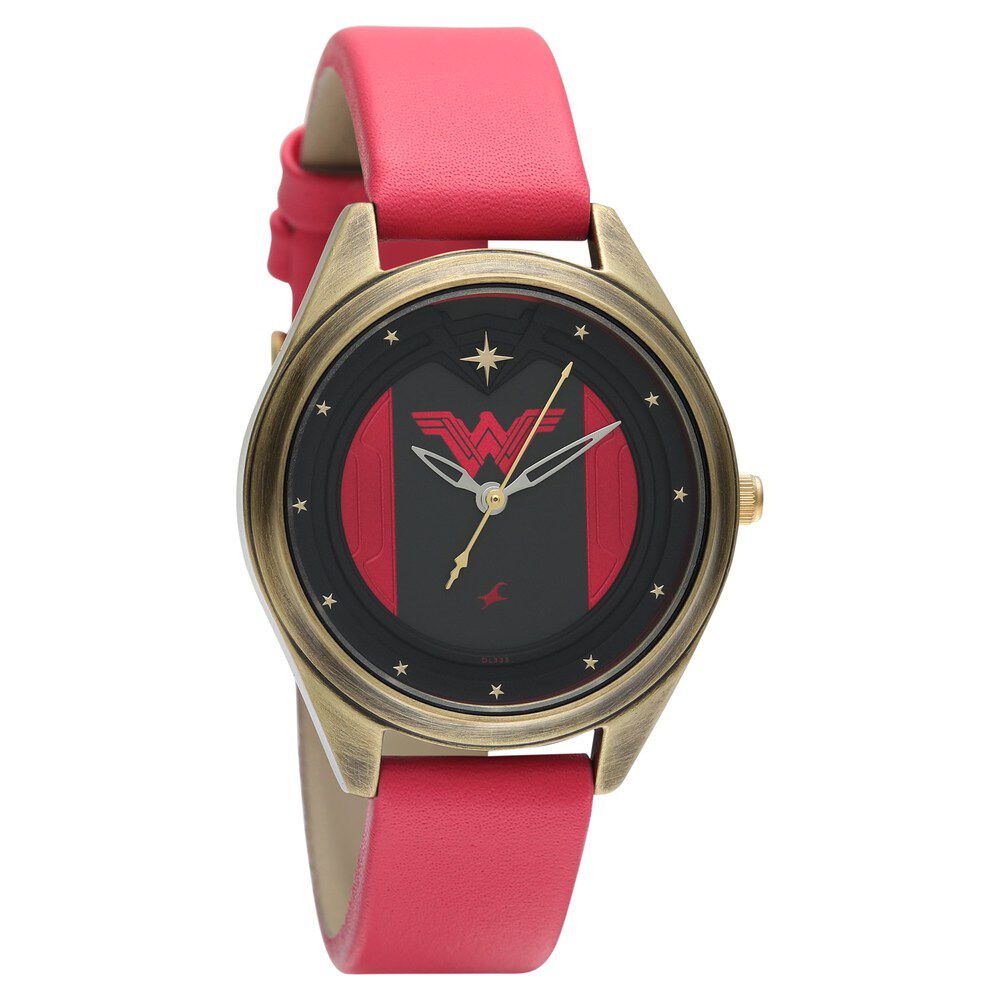 Buy Online Fastrack Wonder Woman Quartz Analog Red Dial Leather