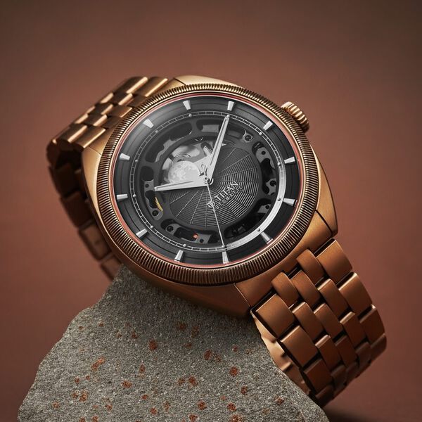 Titan Stellar Cupola Automatic Analog with Sun Moon Phase and Gray Dial IP Bronze Stainless Steel Strap Watch for Men - image number 0
