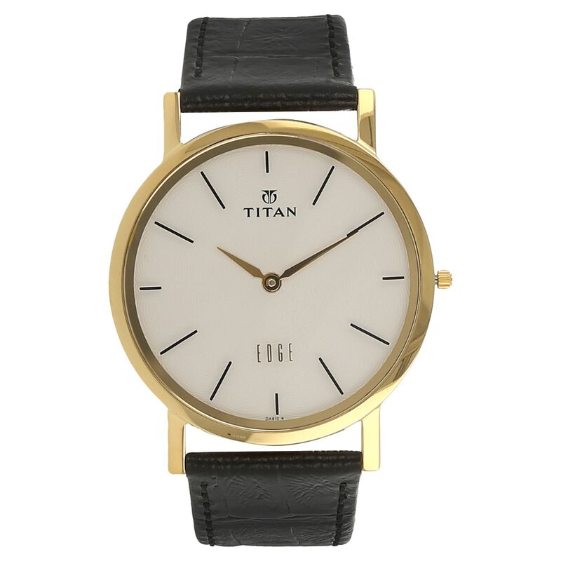 Titan Quartz Analog White Dial Leather Strap Watch for Men