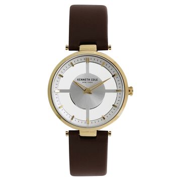 Kenneth Cole Quartz Analog Silver Dial Leather Strap Watch for Women