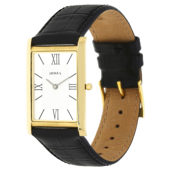 Titan Nebula Ultraslim 18k Gold Analog Leather Strap Watch for Men - image number 1