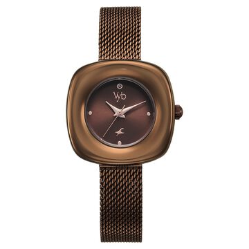 Vyb Runway By Fastrack Quartz Analog Brown Dial Metal Strap Watch For Girls