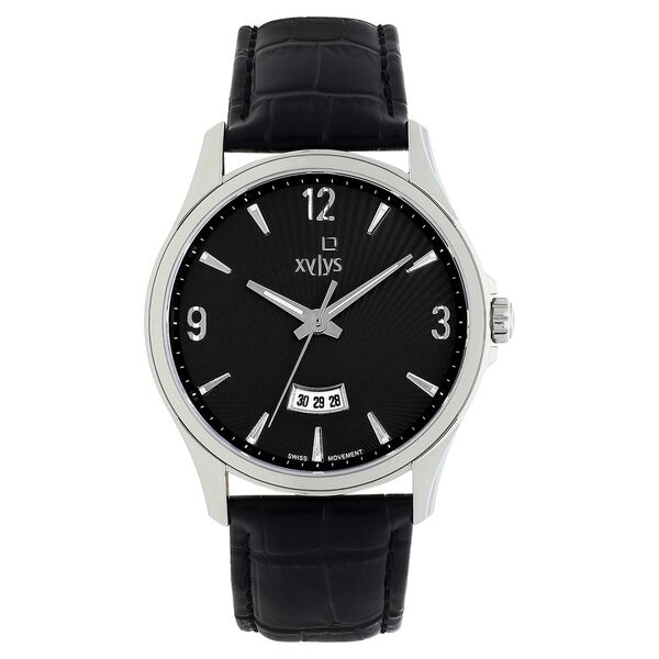 Xylys Swiss Analog with Date Black Leather Strap and Black Dial Watch For Men - image number 0