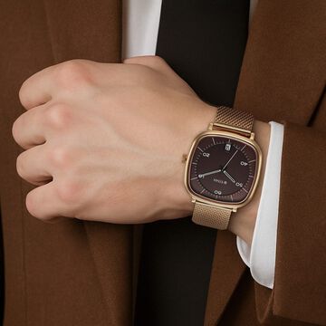 Titan Neo Curve Quartz Analog with Date Brown Dial Stainless Steel Strap Watch For Men