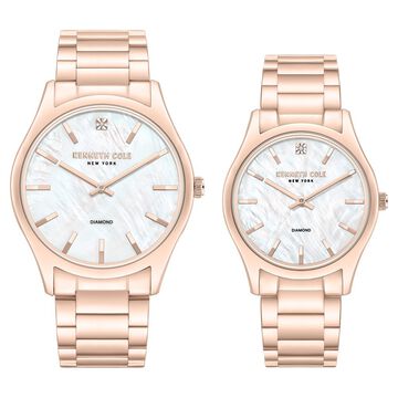 Kenneth Cole Quartz Analog Mother Of Pearl Dial Stainless Steel Strap Watch For Couple