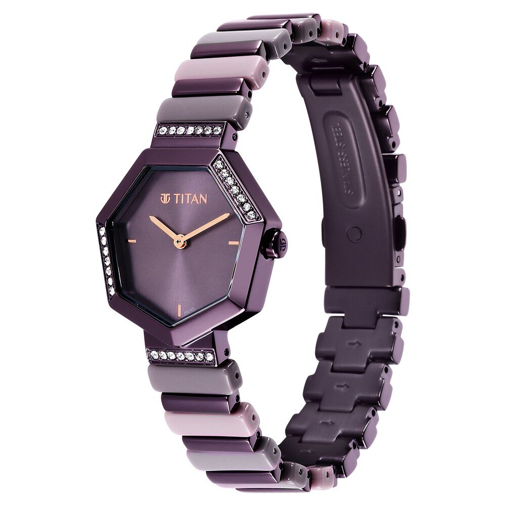 Titan purple analog watch clearance