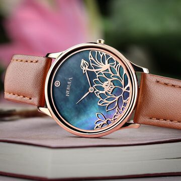 Titan Nebula Lotus Quartz Analog 18 Karat Solid Gold Watch for Women
