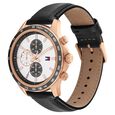 Tommy Hilfiger Multifunction Silver Dial Black Leather Strap Watch For Men - image number 1