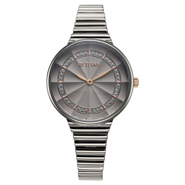 Titan Aura Quartz Analog Grey Dial Stainless Steel Strap Watch for Women - image number 0