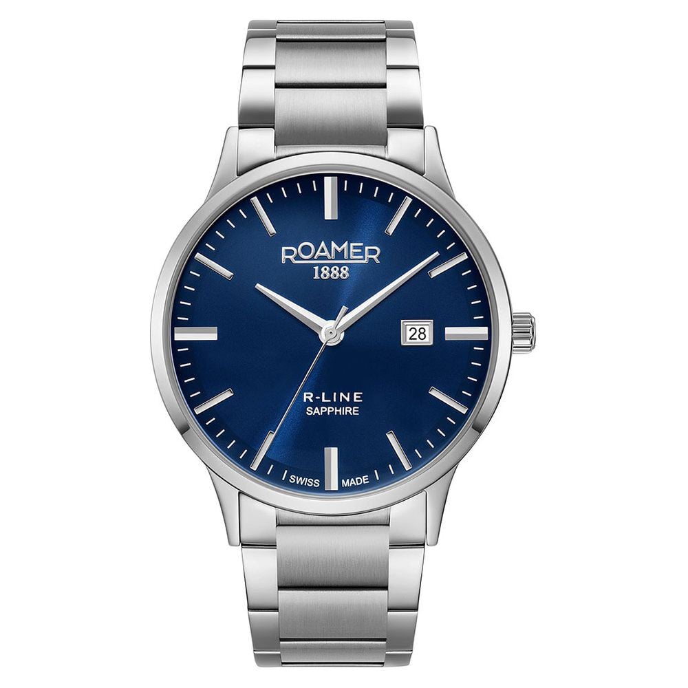 Roamer R Line Classic Quartz Analog with Date Blue Dial Silver Stainless Steel Strap Watch For Men-picture-26