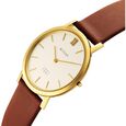 Edge Dynasty Quartz Analog White Dial Brown Leather Strap Watch For Men - image number 3
