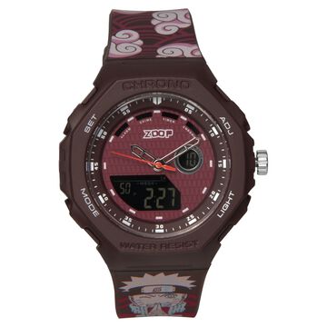 Zoop Naruto Ana-Digi Watch with Maroon Case and Maroon and Maroon Multi Color Strap for Kids and Anime lovers, By Titan